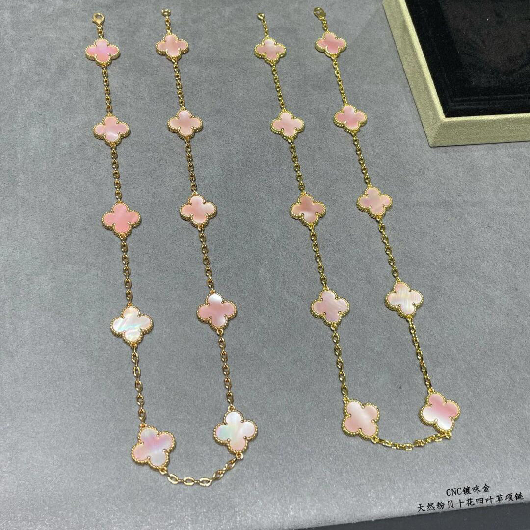 [NOVO]クローバー 10モチーフ ピンク モップネックレス