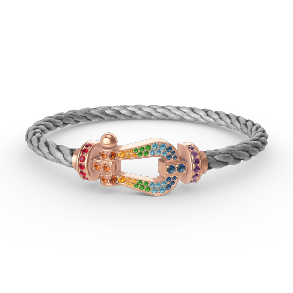 [NOVO]FORCE Großes Hufeisen-Armband mit farbigen Diamanten in Roségold