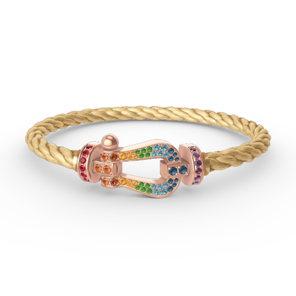 [NOVO]FORCE Großes Hufeisen-Armband mit farbigen Diamanten in Roségold