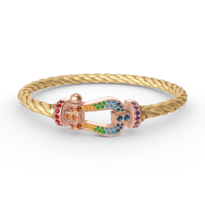 [NOVO]FORCE Großes Hufeisen-Armband mit farbigen Diamanten in Roségold