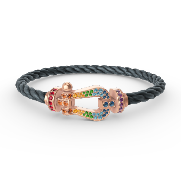 [NOVO]FORCE Großes Hufeisen-Armband mit farbigen Diamanten in Roségold