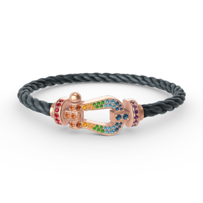 [NOVO]FORCE Großes Hufeisen-Armband mit farbigen Diamanten in Roségold