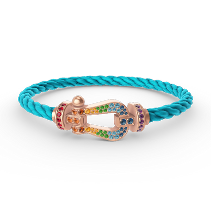 [NOVO]FORCE Großes Hufeisen-Armband mit farbigen Diamanten in Roségold