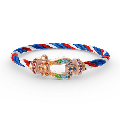 [NOVO]FORCE Großes Hufeisen-Armband mit farbigen Diamanten in Roségold