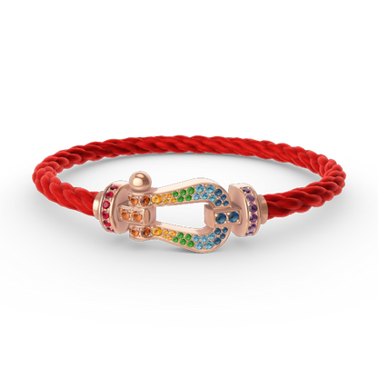 [NOVO]FORCE Großes Hufeisen-Armband mit farbigen Diamanten in Roségold
