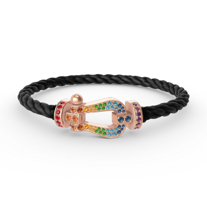 [NOVO]FORCE Großes Hufeisen-Armband mit farbigen Diamanten in Roségold