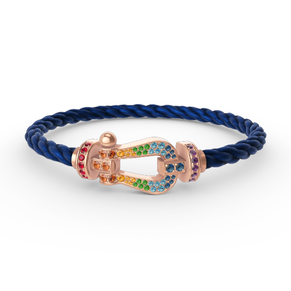 [NOVO]FORCE Großes Hufeisen-Armband mit farbigen Diamanten in Roségold