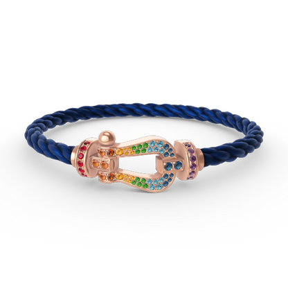 [NOVO]FORCE Großes Hufeisen-Armband mit farbigen Diamanten in Roségold
