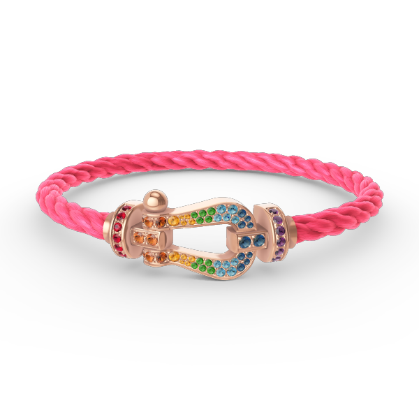[NOVO]FORCE Großes Hufeisen-Armband mit farbigen Diamanten in Roségold