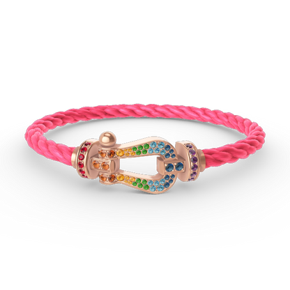 [NOVO]FORCE Großes Hufeisen-Armband mit farbigen Diamanten in Roségold