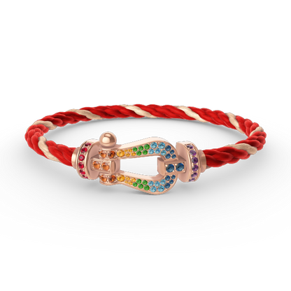 [NOVO]FORCE Großes Hufeisen-Armband mit farbigen Diamanten in Roségold