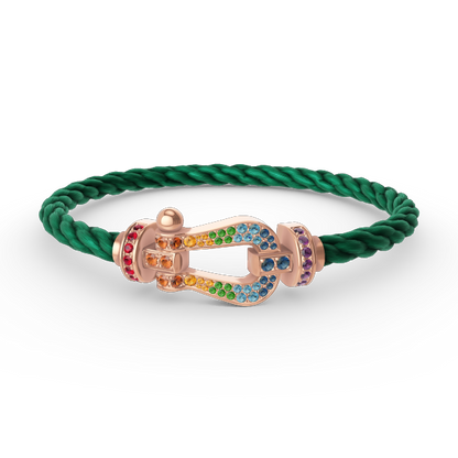 [NOVO]FORCE Großes Hufeisen-Armband mit farbigen Diamanten in Roségold