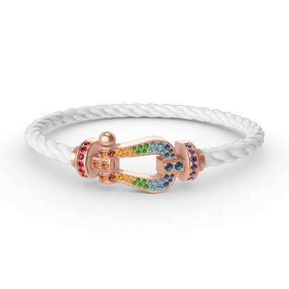[NOVO]FORCE Großes Hufeisen-Armband mit farbigen Diamanten in Roségold