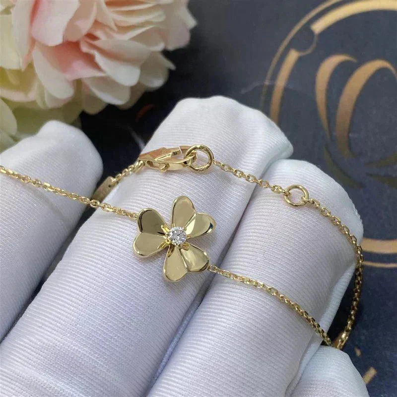 [GALE]FRIVOLE GOLD FLOWER PINK MALACHITE BRACELET