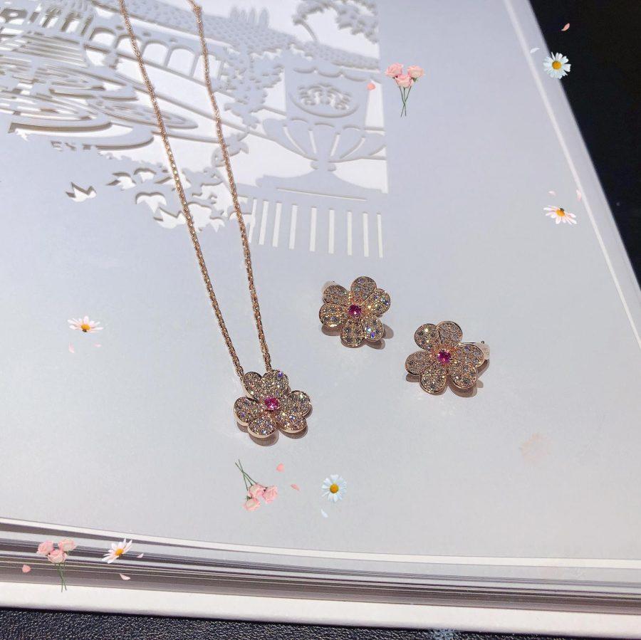 [NOVO]FRIVOLE ROSÉGOLD BLUMEN-DIAMANT-HALSKETTE