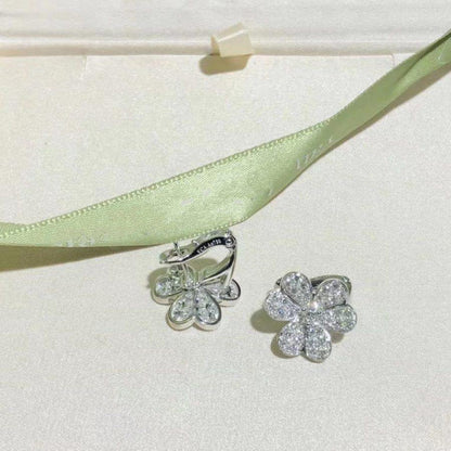 [NOVO]FRIVOLE SILBERNE BLUMEN-DIAMANT-OHRRINGE
