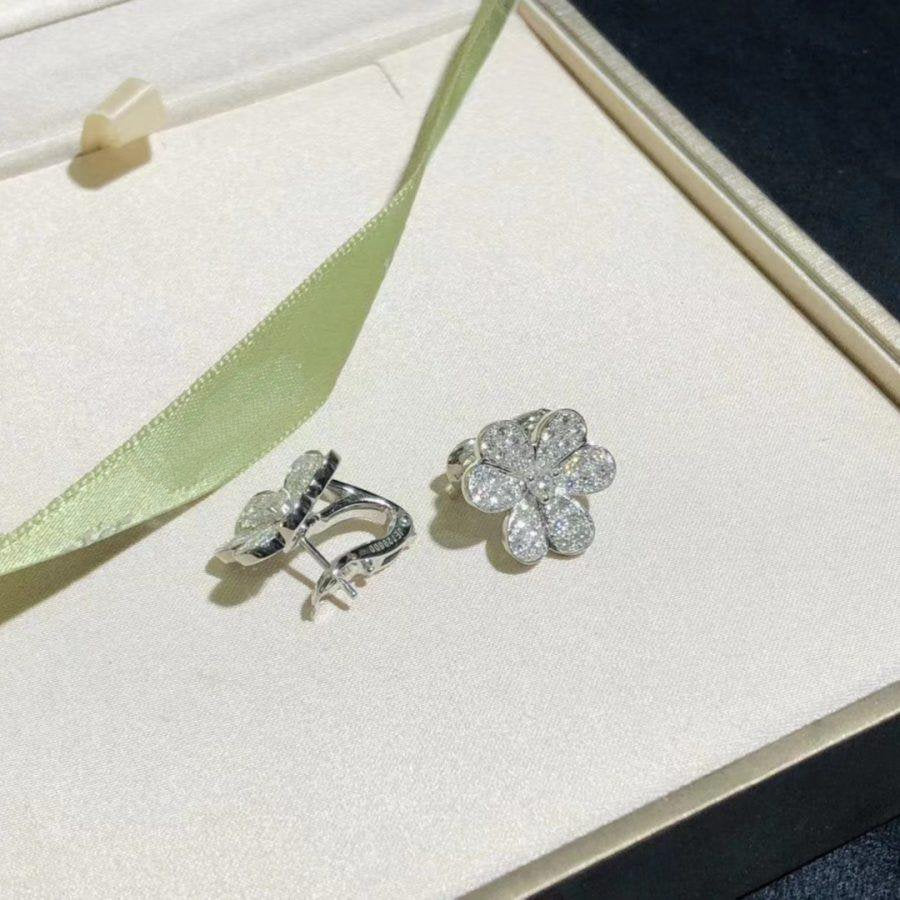 [NOVO]FRIVOLE SILBERNE BLUMEN-DIAMANT-OHRRINGE