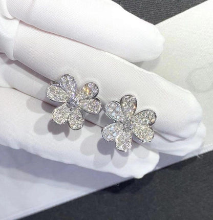 [NOVO]FRIVOLE SILBERNE BLUMEN-DIAMANT-OHRRINGE