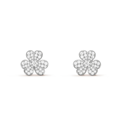 [NOVO]FRIVOLE SILBERNE BLUMEN-DIAMANT-OHRRINGE