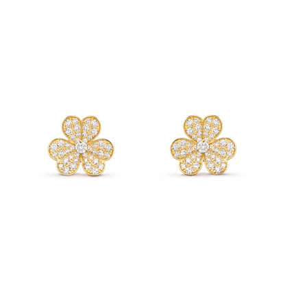 [NOVO]FRIVOLE GOLDENE BLUMEN-DIAMANT-OHRRINGE 