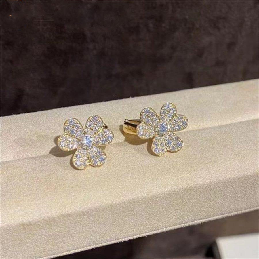 [NOVO]FRIVOLE GOLDENE BLUMEN-DIAMANT-OHRRINGE 