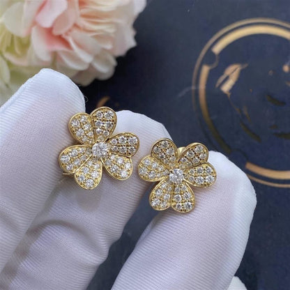 [NOVO]FRIVOLE GOLDENE BLUMEN-DIAMANT-OHRRINGE 