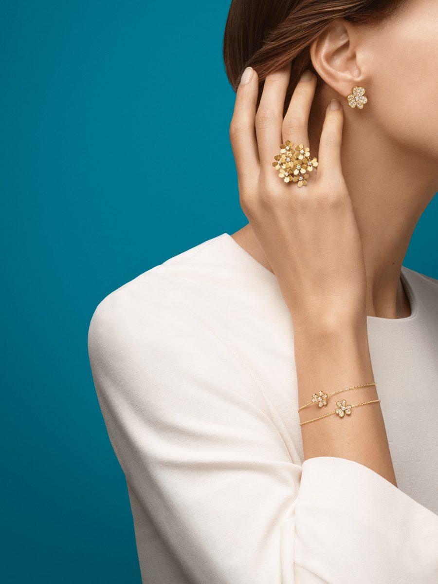 [NOVO]FRIVOLE GOLDENE BLUMEN-DIAMANT-OHRRINGE 
