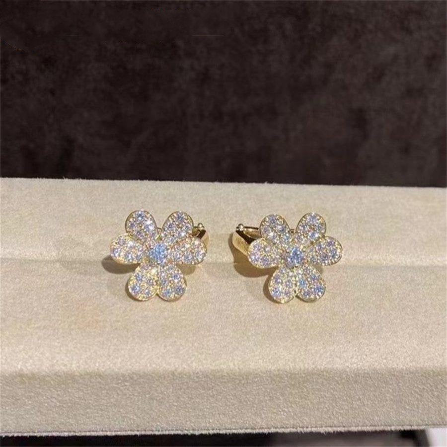 [NOVO]FRIVOLE GOLDENE BLUMEN-DIAMANT-OHRRINGE 
