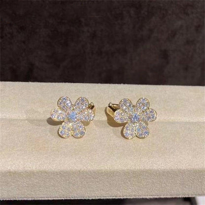 [NOVO]FRIVOLE GOLDENE BLUMEN-DIAMANT-OHRRINGE 