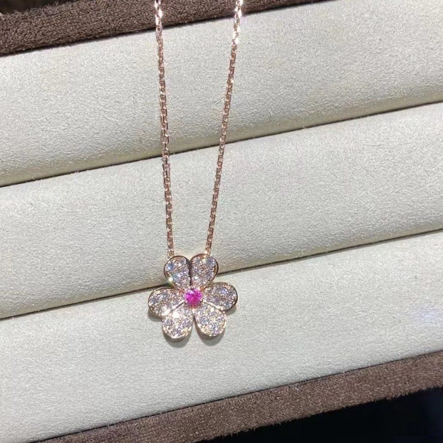 [NOVO]FRIVOLE ROSÉGOLD BLUMEN-DIAMANT-HALSKETTE