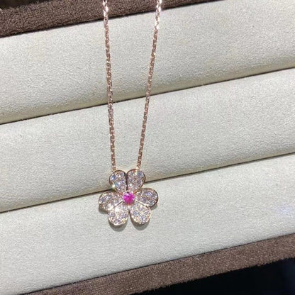 [NOVO]FRIVOLE ROSÉGOLD BLUMEN-DIAMANT-HALSKETTE