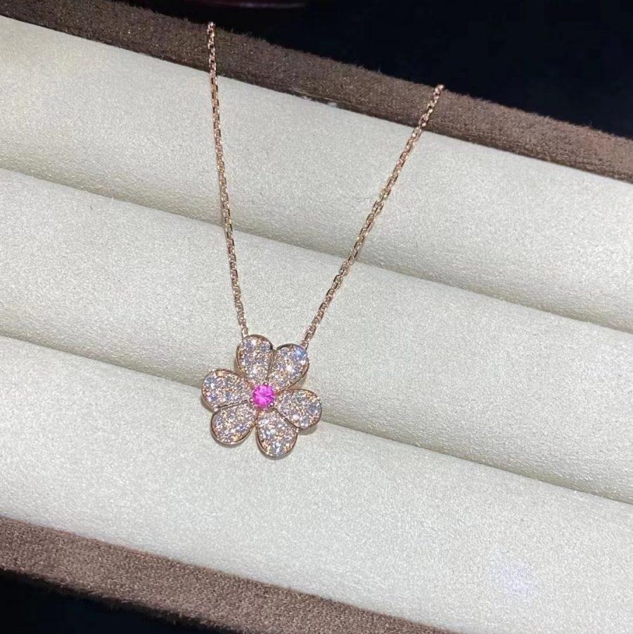 [NOVO]FRIVOLE ROSÉGOLD BLUMEN-DIAMANT-HALSKETTE