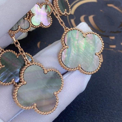 [NOVO]Clover Ohrringe, dunkles Perlmutt, 4 Motive, Roségold