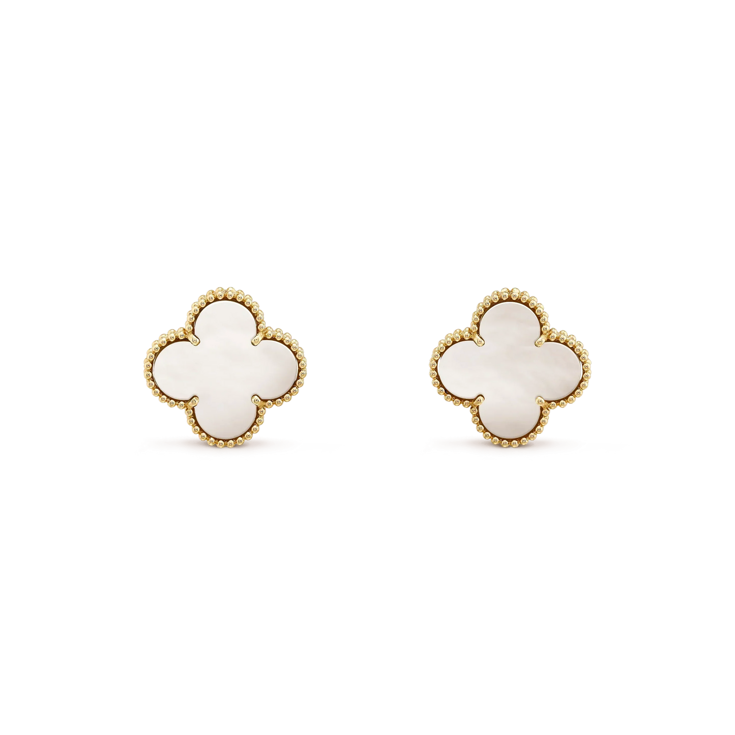 [GALE]CLOVER MEDIUM 1 MOTIFS  WHITE MOP STUD EARRINGS