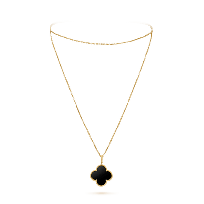[NOVO]CLOVER 25MM GOLD ONYX GROSSE KLEE-HALSKETTE