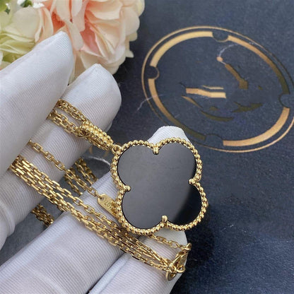[NOVO]CLOVER 25MM GOLD ONYX GROSSE KLEE-HALSKETTE