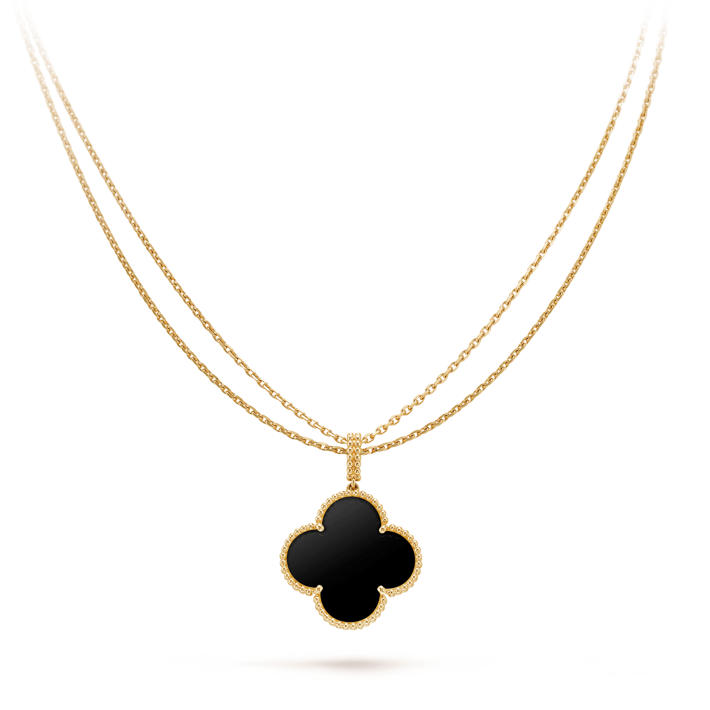 [NOVO]CLOVER 25MM GOLD ONYX GROSSE KLEE-HALSKETTE
