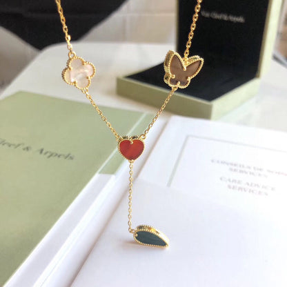 [NOVO] GLÜCKSFRÜHLINGS-HALSKETTE MIT 4 MOTIVEN IN ROSÉGOLD