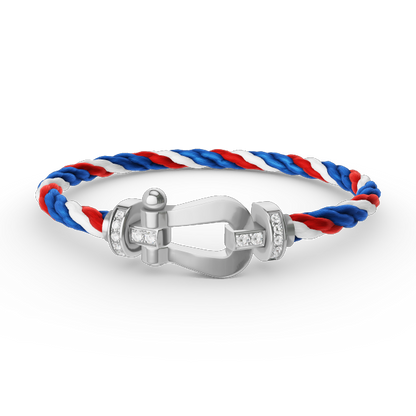 [GALE]FORCE LARGE HORSESHOE HALF DIAMOND BRACELET SILVER